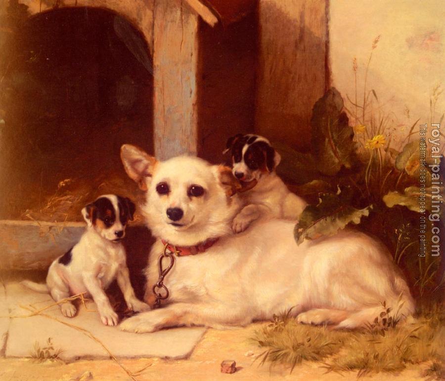 Walter Hunt : Mother And Puppies Resting